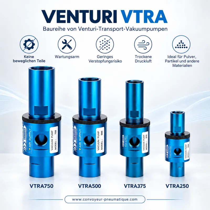 Baureihe pneumatischer Venturi-Förderer VTRA 250, 375, 500 und 750