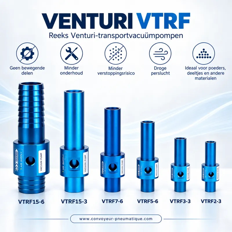 Reeks pneumatische Venturi-transporteurs VTRF 2-3, 3-3, 5-6, 7-6, 15-3 en 15-6
